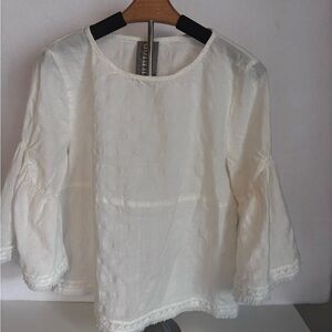 Dolan Cream Blouse with Lace Trim